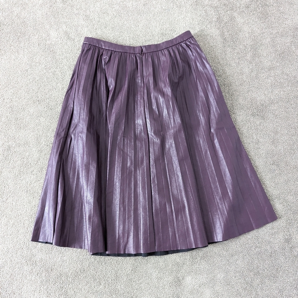 Calvin Klein Women's Pleated Faux Leather Maxi Skirt Size 12 Purple